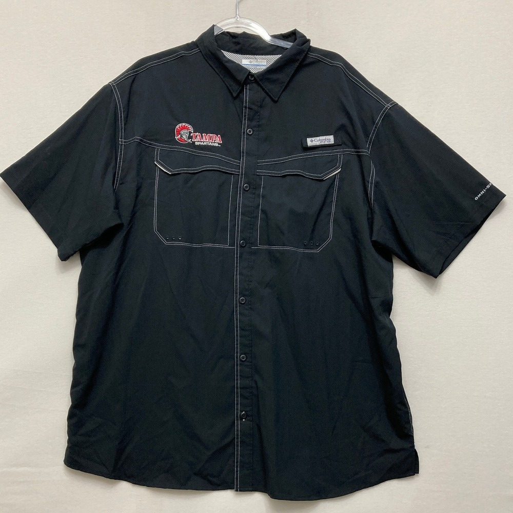 Columbia PFG Shirt XXL Black University of Tampa Spartans Short Sleeve Fishing
